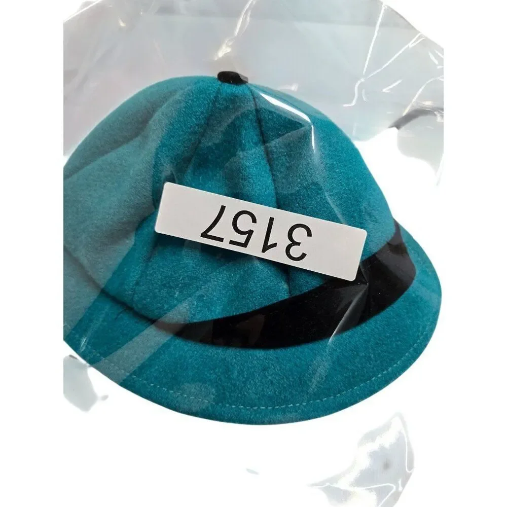 Vintage Rothschild Turquoise Wool Cloche Hat With Quirky Black Band